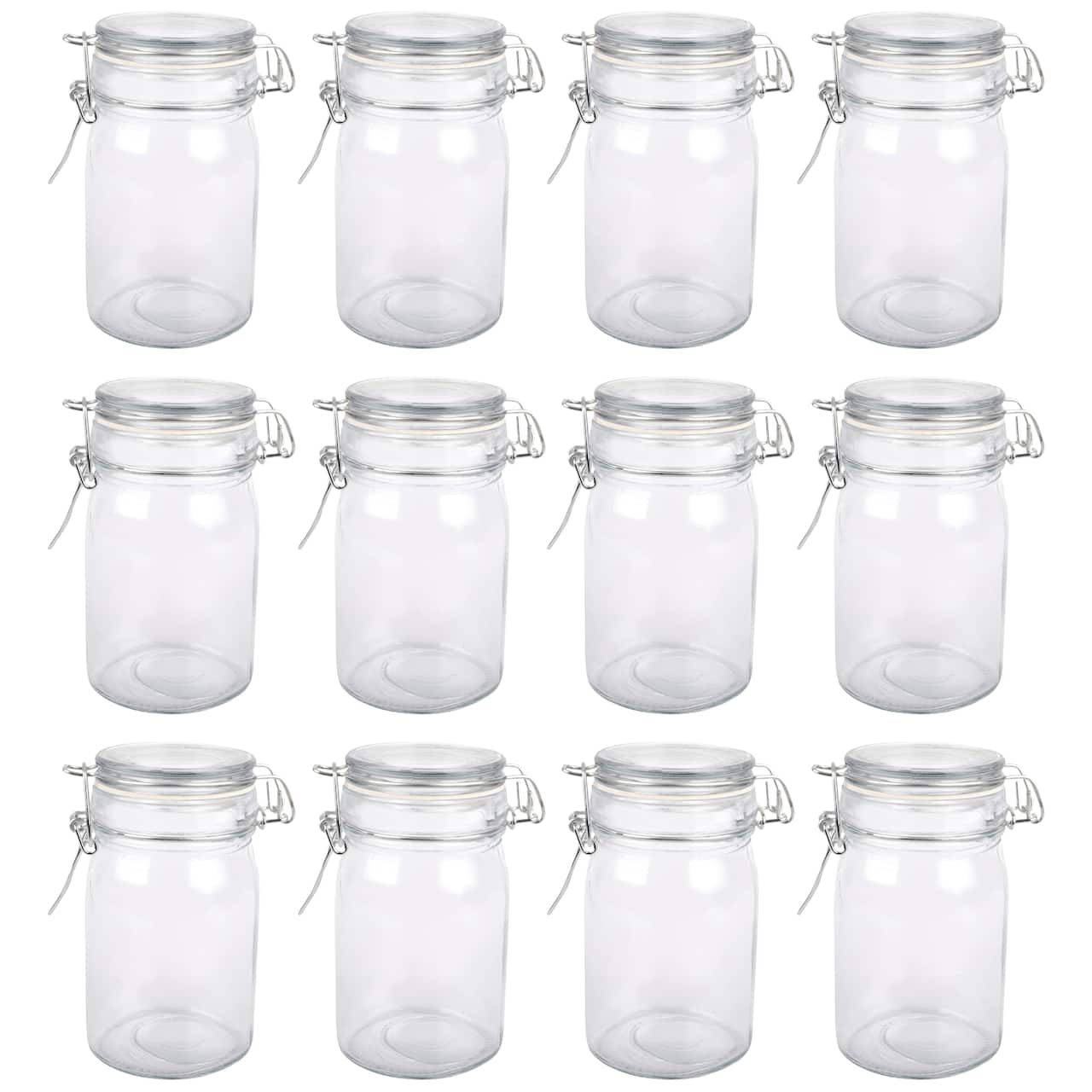 12 Pack: Round Glass Jar with Latch by Ashland®